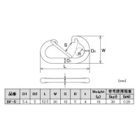 ステンレス Dフック SUS316 線径(D)5.4mm 長さ(L)52.5mm 取寄品の2枚目