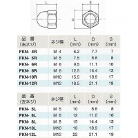 袋ナット 左ネジ ネジ径M6の2枚目