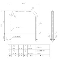 車止めポール ゲートタイプ 固定式 径76.3mm 幅1000mm HL研磨 メーカー直送の2枚目