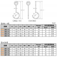 ステンレス アイSカン ストレート 線径(D)4mm 長さ(L)125mm 取寄品の2枚目