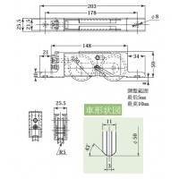 2連式重量横調整戸車 ベアリング入ステンレス車(50mm・V型)(1箱・4個)の2枚目