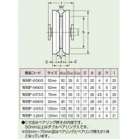 ロタ・重量戸車 車のみ(シャフト・E止め輪付)(90mm・V型)(1個価格)の2枚目