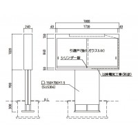 ステンレス屋外掲示板(1本脚型)LED照明付 レザーグリーン 受注生産品 メーカー直送品 代引不可の2枚目