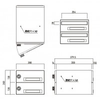 郵便受箱(ダイヤル錠付)前入後出型 2戸用 240×280×379.5 ※メーカー直送品の2枚目