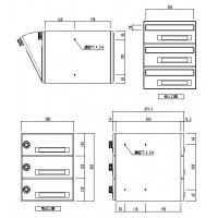 郵便受箱(ダイヤル錠付)前入後出型 3戸用 360×280×379.5 ※メーカー直送品の2枚目