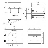 郵便受箱(ラッチロック錠付)前入前出型 2戸用 240×280×360 ※メーカー直送品の2枚目