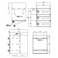 郵便受箱(ラッチロック錠付)前入前出型 3戸用 360×280×360 ※メーカー直送品の2枚目