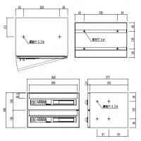 郵便受箱(可変プッシュ錠付)前入前出型 2戸用 240×360×277 ※メーカー直送品の2枚目