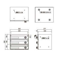 郵便受箱(横型・ダイヤル錠付)前入前出型 3戸用 300×360×277 ※メーカー直送品の2枚目