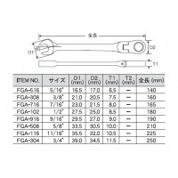 Pro-Autoフレックスギアレンチ(インチ)(サイズ3／8inch)の2枚目