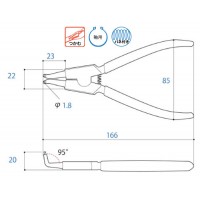スナップリングプライヤー軸用曲爪 175mm ※取寄品の2枚目