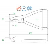 スナップリングプライヤー軸用曲爪 230mm ※取寄品の2枚目