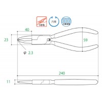 スナップリングプライヤー穴用直爪 230mm ※取寄品の2枚目