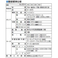 汚物用水中ハイスピンポンプ PU型 非自動形 60Hz 口径40mm 0.15KW 三相200V メーカー直送の2枚目