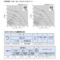 汚物用水中ハイスピンポンプ PUW型 自動交互形 50Hz 口径40mm 0.25KW 三相200V メーカー直送の3枚目