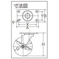 ゴムキャスターEシリーズ 自在式(ストッパー付)車輪径50mmの2枚目