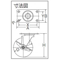 ゴムキャスターEシリーズ 自在式(ストッパー付)車輪径125mmの2枚目