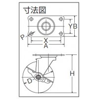 ゴムキャスターEシリーズ 自在式(ストッパー付)車輪径150mmの2枚目