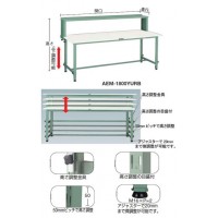 軽量高さ調節作業台(150kg型・上棚付・ポリ天板)1200×750×954～1254mm【代引不可・メーカー直送品 車上渡し品】の2枚目