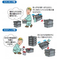 ネスティング コンテナ(再生樹脂製)外寸543×445×230mm グレーの3枚目