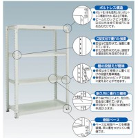 中量ボルトレス棚M5型(単体型・500kgタイプ・7段)1500×481×2410mm オネグレーの2枚目