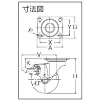 静音キャスター(自在式ストッパー付)車輪径65mmの2枚目