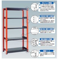 中量ボルトレス棚TM3型(連結型・300kgタイプ・5段)900×481×1810mm 黒の2枚目