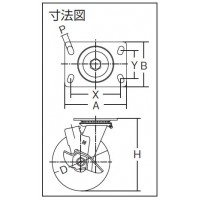 ゴムキャスター Sシリーズ(自在式ストッパー付)車輪径125mmの2枚目