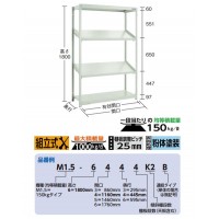 M1.5型軽中量ボルトレス棚 1200×300×H1800 4段うち傾斜2段タイプの2枚目