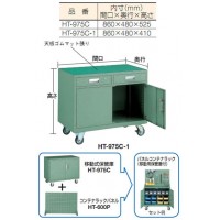 移動式保管庫(引出2個付)900×500×750mm グリーンの2枚目