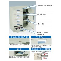 VR型軽量キャビネットコンビ型(引出H123 6個)767×500×880mm グリーンの3枚目