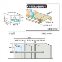 KB型コボレ止め付区分棚(4列4段)889×264×927mm ネオグレー【代引不可・メーカー直送品 車上渡し品】の2枚目