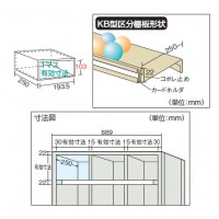 KB型コボレ止め付区分棚(4列14段)889×264×1802mm ネオグレー【代引不可・メーカー直送品 車上渡し品】の2枚目