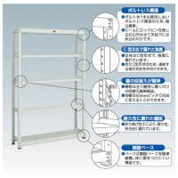 軽中量ボルトレス棚M2型(単体型・200kg型・5段)1505×310×2105mm ネオグレーの3枚目