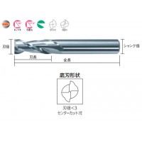 2枚刃アルミ加工用エンドミル(M)2.5mmの2枚目