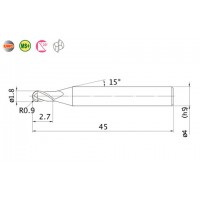 2枚刃エムエスプラスボールエンドミル(S)の2枚目