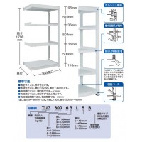 TUG型中量棚300kg 連結型 900×776×H1800 4段 ※メーカー直送品 車上渡し品の2枚目