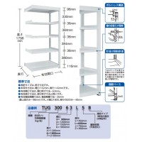 TUG型中量棚300kg 連結型 900×926×H1800 5段 ※メーカー直送品 車上渡し品の2枚目