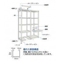 TUG型中量棚450kg 単体型 1555×476×H1200 4段 ※メーカー直送品 車上渡し品の3枚目