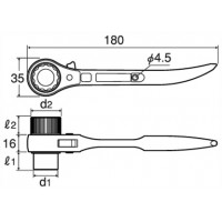 短ガチャ(コンパクトショートラチェットレンチ)(シノ付き)17×21mmの2枚目