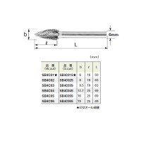 スーパー超硬バー シャンク径6mm ポイント型 全長50×刃径6×刃長16mm 取寄品の2枚目