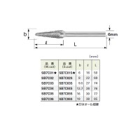 スーパー超硬バー シャンク径6mm テーパー型14° 全長69×刃径8mm 取寄品の2枚目