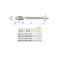 スーパー超硬バー シャンク径6mm 楕円型 全長76×刃径12.7×刃長32mm 取寄品の2枚目