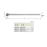 スーパー超硬バー ロングシャンク径6mm 球型 全長155×刃長5mm 取寄品の2枚目