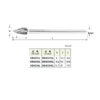 スーパー超硬バー ロングシャンク径6mm ポイント型 全長163×刃長12.7mm 取寄品の2枚目