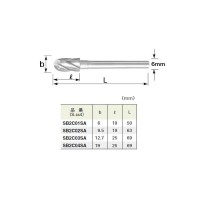 スーパー超硬バー シャンク径6mm 先丸円筒型 全長50×刃径6×刃長19mm 取寄品の2枚目