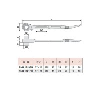 両口ラチェットレンチ スライド穴付 17×19 取寄品の2枚目