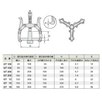 ギヤープーラ GT型 3本爪プーラ 50～100mm 取寄品の2枚目