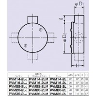 露出用丸形ボックス(平蓋・2方出)適合管VE16 グレー PVM16-2L (1個価格)の2枚目