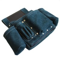 【ARDEXオリジナルモデル】ヌバック釘袋 Wポケット(W墨壷ホルダー仕様) 4型 藍色の4枚目
